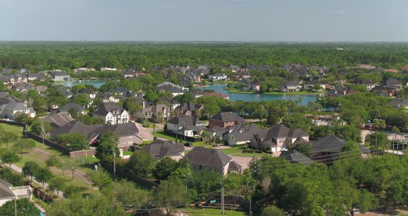 Aerial of affluent homes in Houston