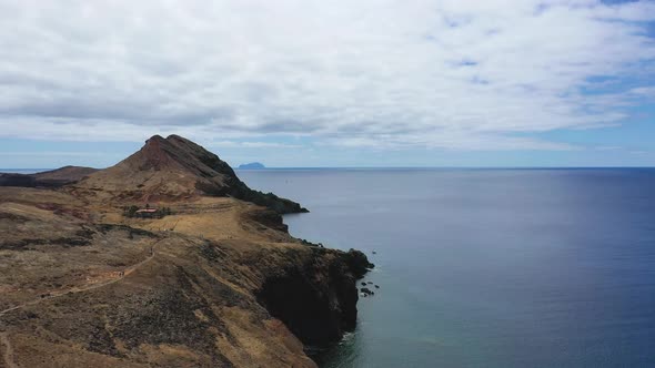 Portugal. Madeira Island. Rocky shores of the island. Aerial view.