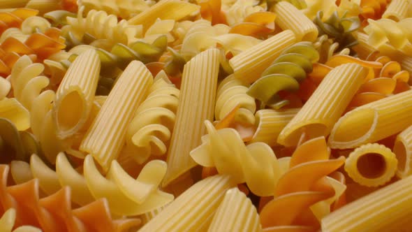 National Cuisine Concept. A Lot of the Various Raw Italian Pasta
