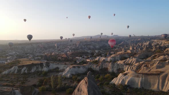 Cappadocia, Turkey : Balloons in the Sky. Aerial View