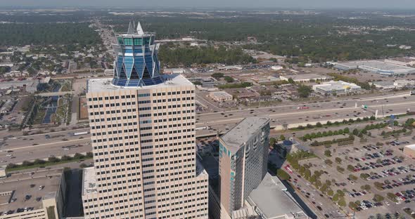 Aerial of the Memorial City Mall area in Houston, Texas. This video was filmed in 4k for best image