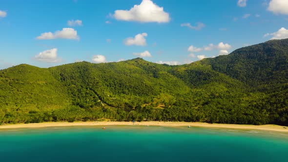 Tropical Beach and Blue Sky with Clouds, Hyperlapse