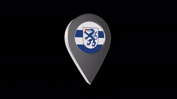 3d Animation Map Navigation Pointer With Flag Of Ingolstadt (Germany) With Alpha Channel - 4K