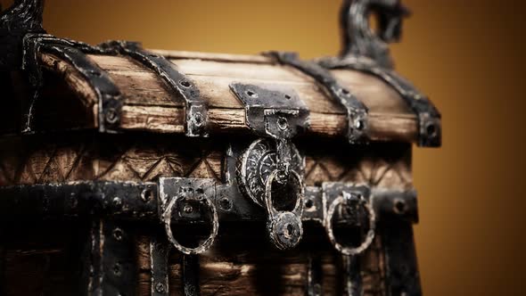 Closed Wooden Treasure Chest with Metal Clasp alt