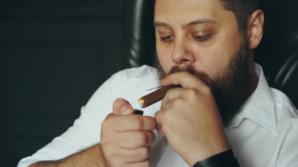 Man Smoking Cigar