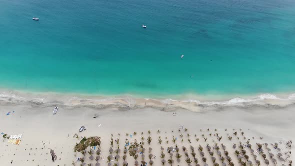 Aerial drone footage of the beautiful beach and coastline of Cape Verde (Capo Verde)