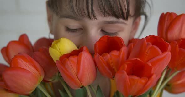 Little Girl with Fresh Bouquet