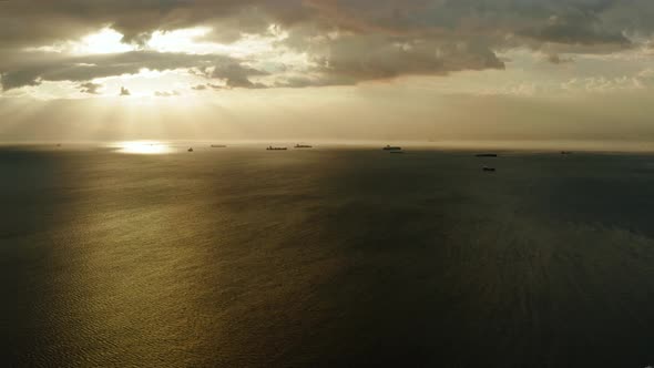 Sunset Over the Sea in Manila Bay