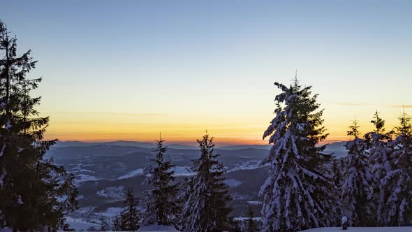 View in Sunrise Winter Mountain Timelapse