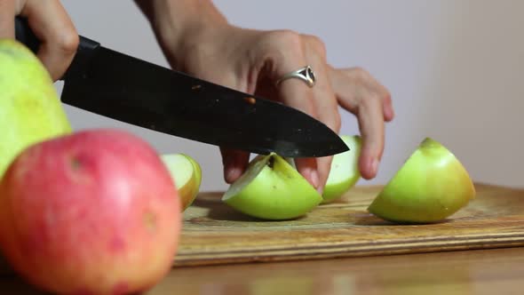 Woman Sliced Apples