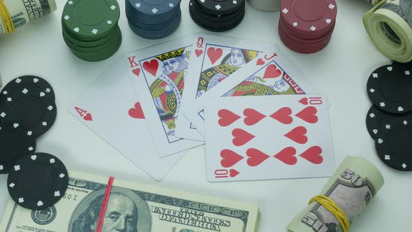 Hearts Royal Street Flush Poker Hand