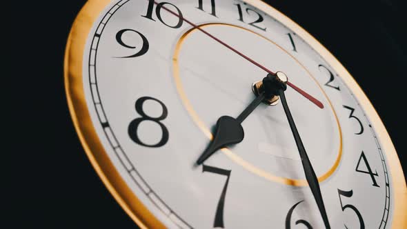 Timelapse of Rotating Clock Hands on a White Round Vintage Dial