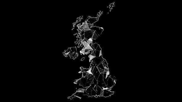 Abstract White Plexus Network In United Kingdom Map