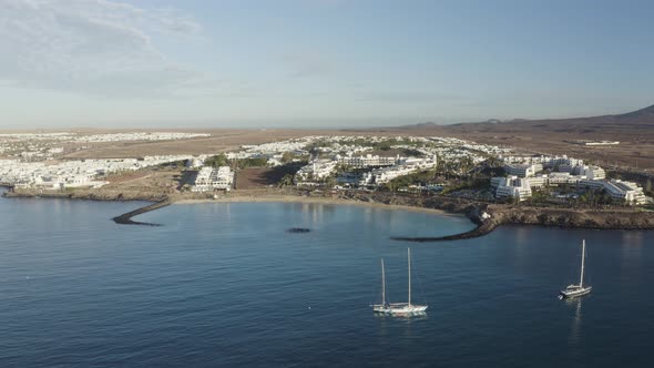 Aerial view of the Marina yacht club, Lanzarote, Canary Islands, Spain.