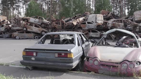 Consequences of the War in Ukraine  Destroyed Cars in Irpin Bucha District