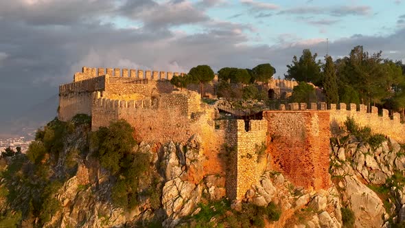 Alanya Castle Alanya Kalesi Aerial View 4K