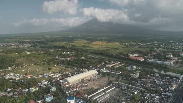 Tropic City at Volcano Eruption Aerial