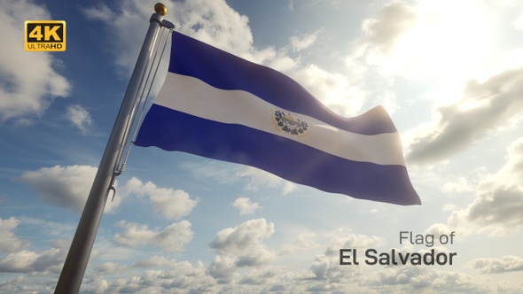 El Salvador Flag on a Flagpole