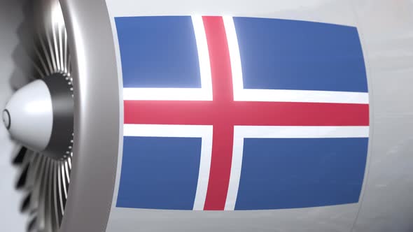 Airplane Turbine with Flag of Iceland alt