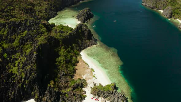 Tropical Seawater Lagoon and Beach Philippines El Nido