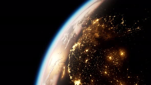 Space, Sun and Planet Earth at Night alt