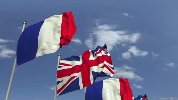 Waving Flags of Great Britain and France