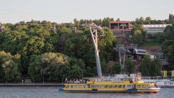 Moscow. Russia. The cable car from Luzhniki to Vorobyovy Hills