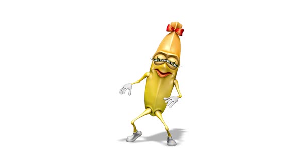 Fun Banana  Looped Dance on White Background alt