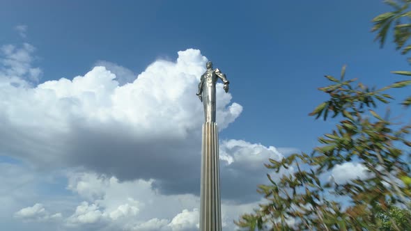 Aerial View of Yuri Gagarin Monument on Gagarin Square in Moscow