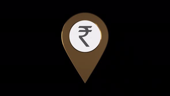 Indian Rupee Currency Symbol In Pin Point  With Alpha Channel  4K