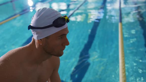 Swimmer training in a swimming pool