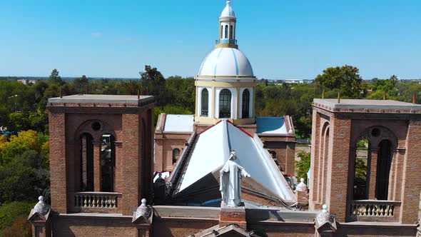 Church, Cathedral, Temple (Mendoza, Argentina) aerial view, drone footage