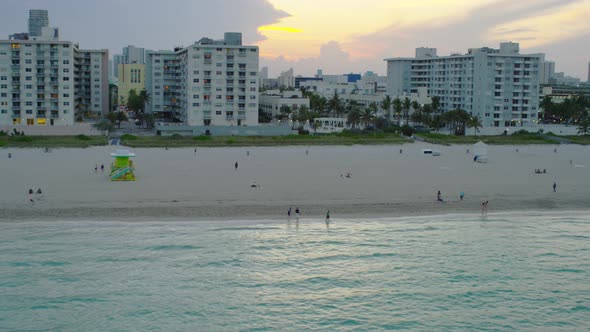 Aerial shot of the Miami Beach shore