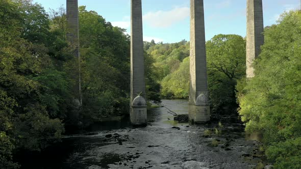 Pontcysyllte Aqueduct and River in Wales Aerial View