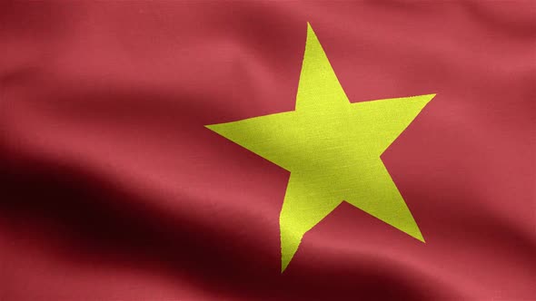 Vietnam Flag Seamless Closeup Waving Animation