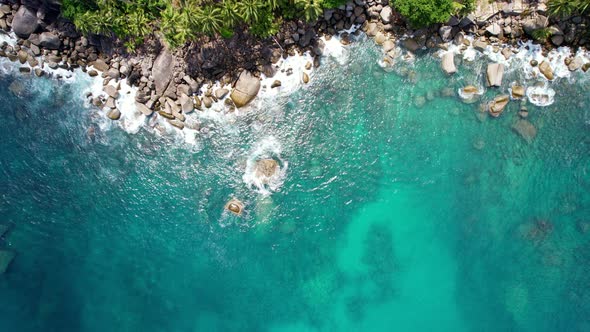 Top view sea surface Amazing waves sea background in slow motion Beautiful seashore at Phuket Thaila