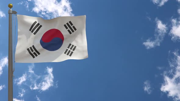 South Korea Flag On Flagpole