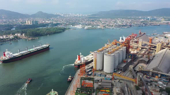 Panorama landscape of coast city of Sao Vicente, state of Sao Paulo, Brazil.