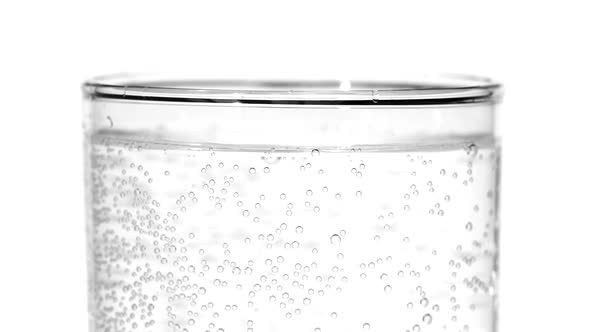 Mineral Water in Glass Close-Up with Zooming