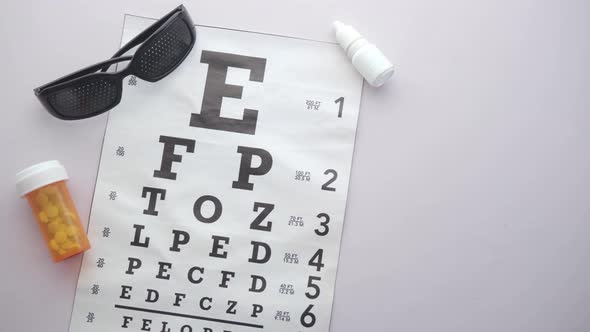 Ophthalmologist Accessories Glasses with a Test Target for Vision Correction