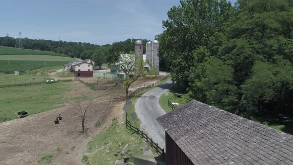 Aerial View of a Covered Bridge in Amish Countryside