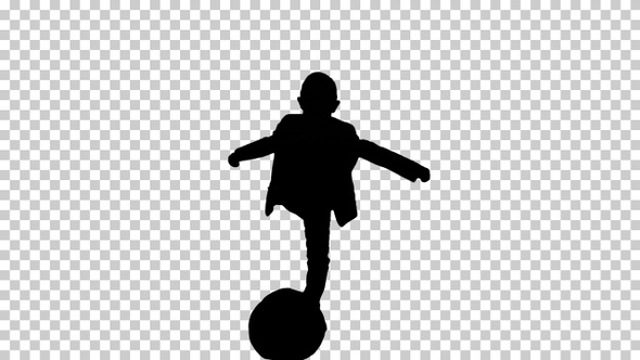 Silhouette Little Boy In Costume Shooting at Goal, Alpha Channel