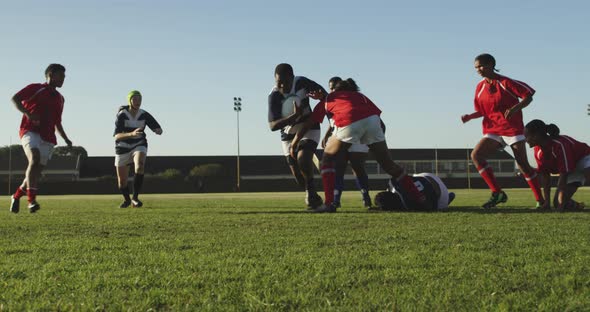 Young adult female rugby match