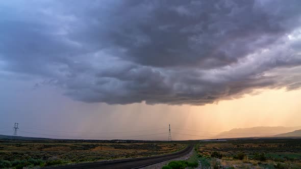 Lightning flashes as dangerous storm rolls through the Utah desert