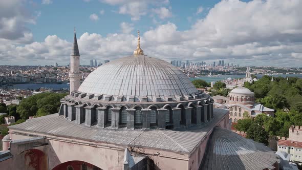 Aerial View of Hagia Sophia Mosque in Istanbul 