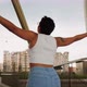 Slow motion young mixed race woman outdoor spreading arms wide open feeling free - VideoHive Item for Sale