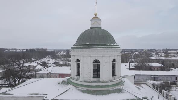 Air View From a Drone to the City of Nizhyn in Chernihiv in Winter