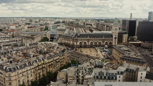Aerial View From a Drone of the Gare De Lyon in Paris