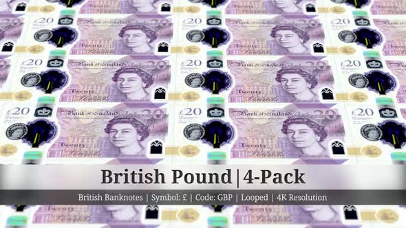 British Pound | United Kingdom Currency - 4 Pack | 4K Resolution | Looped