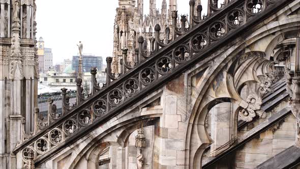 Carved Marble Overlays with Patterns on the Roof of the Duomo